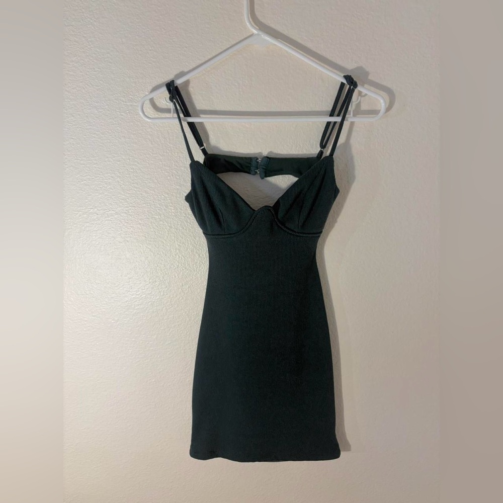 ruby sees dark green mini dress
